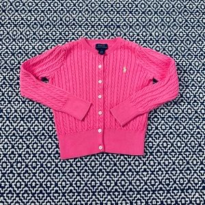 Polo Ralph Lauren Pink Mini Cable Cardigan Sweater